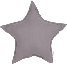 Mini ľanový vankúš hviezda tmavo šedá 38 cm