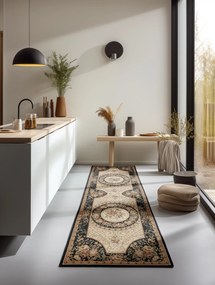 Hanse Home, Behúň Herat 105993 Black Cream, 80x240, čierna, chodba / predsieň