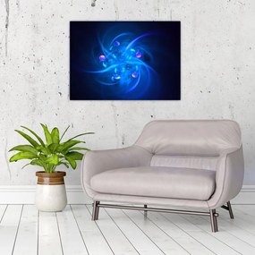 Moderný sklenený obraz modrej abstrakcie (70x50 cm)