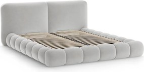 Sivá čalúnená dvojlôžková posteľ s úložným priestorom s roštom 160x200 cm Solange – Micadoni