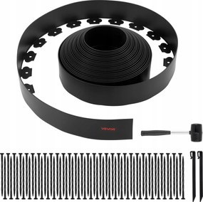 Vevor Trávnikový plastový obrubník čierny 2000x10 cm vhodný do záhrad