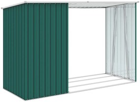 Záhradná kôlňa na palivové drevo zelená 245x98x159 cm pozinkovaná oceľ