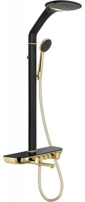 Mexen Blaze, sprchová sada s ručnou a dažďovou hlavicou, čierna-zlatá, 78109-75