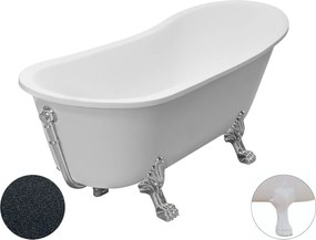 Besco Akrylátová voľne stojaca vaňa Olaya Glam G 160x68 s prepadom BESCO-Typ výpuste: Click-Clack s prepadom, chróm, BESCO-Nôžky: Biela