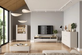 TV stolík Elivo 200 cm na nožičkách - kašmírová / dub olejovaný