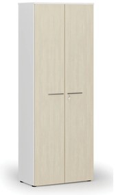 Kancelárska skriňa s dverami PRIMO WHITE, 800 x 420 x 2128 mm, biela/breza