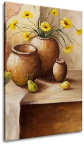 Gario Ručne maľovaný obraz Žlté kvety vo váze Rozmery: 70 x 100 cm