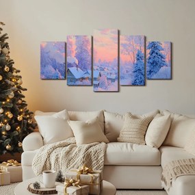 5-dielny obraz zimná rozprávka v horskej dedine