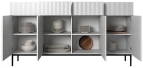 Komoda Nicole 200 cm so 4 zásuvkami - biely mat / čierna