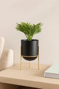 KOVOVÝ KVETINÁČ SO STOJANOM LOFT1 20X12 CM ČIERNA/ZLATÁ