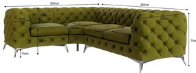 Zelená zamatová rohová pohovka (ľavý roh/do L) Chelsea – Ropez