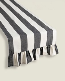 Bežec s volánom 40x160 cm farba produktu čierna látka vzorované