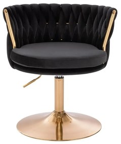 LuxuryForm DESIGN Stolička LYON VELUR na zlatom tanieri - čierna
