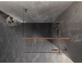 Mexen Lunar T, sklopný sprchový kút pravý 110 x 110 cm, 8mm číre sklo, profil medená matná, 834T-110-110-65-00-P