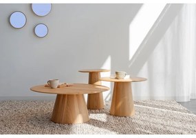 Okrúhly konferenčný stolík z dubového dreva v prírodnej farbe ø 80 cm Mushroom – Gazzda