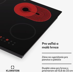 Klarstein Virtuosa 4, varná doska, 60 cm, 6500 W, dvojzónová, Pluszone, časovač, sklokeramika