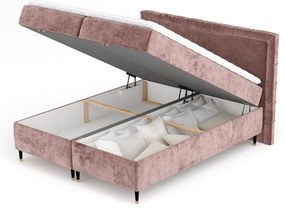 Ružová boxspring posteľ s úložným priestorom 200x200 cm Voyage – Maison de Rêve