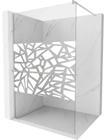 Mexen Kioto+, sprchová zástena Walk-In s poličkou a vešiakom 110 x 200 cm, 8mm číre sklo biely vzor, brúsená oceľ profil, 800-110-121-97-85