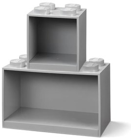 Súprava 2 detských sivých nástenných políc LEGO® Brick