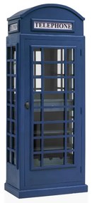 furniture-nabytek.cz - Masívna vinotéka v tvare telefónnej búdky, lakovaná, modrá – Mango 78×44×200 cm