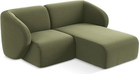 Zelená zamatová rohová pohovka (pravý roh/s leňoškou) Lani – Makamii