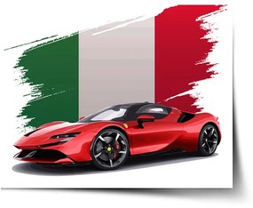 Sablio Plagát Ferrari Talianska vlajka - 60x40 cm