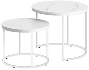 Sada konferenčných stolíkov MARLON 2 ks, dekor biely mramor