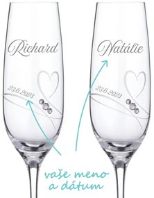 Svadobné poháre na sekt Diamante Romance, 2 ks