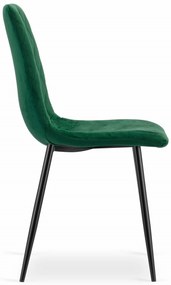Zelená zamatová stolička TURIN s čiernymi nohami
