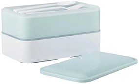 SNACK PACK Desiatový box vrátane príboru - sv. modrá/biela