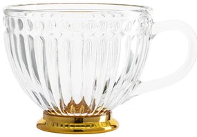 Sklenený hrnček Lily 430 ml so zlatým podstavcom