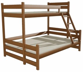 Detská poschodová posteľ s rozšíreným spodným lôžkom z MASÍVU 200x90cm so zásuvkou - PPS004