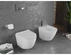 Mexen LENA Rimless, závesná WC misa so sedátkom pomaly-padajúcim SLIM, 48 x 36 cm, biela, 30220500