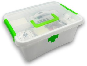 Lekárnička, úložný box na lieky s vnoreným organizérom, 2v1, s rukoväťou, antibakteriálna, 12,5 l