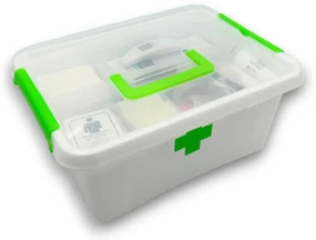 Lekárnička, úložný box na lieky s vnoreným organizérom, 2v1, s rukoväťou, antibakteriálna, 12,5 l