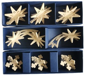 Drevené vianočné ozdoby Sky treasures, súprava 9 ks