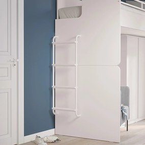 Poschodová posteľ s prístelkou, úložným priestorom a rebríkom Pure Modular - biela