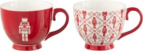 Darčeková sada 2 veľkých hrnčekov so luskáčikmi červené keramické - 15 * 15 * 9 cm / 450ml