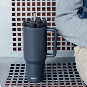 Nerezový termohrnček so slamkou Stream Black 1200 ml