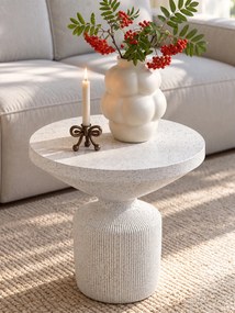 Okrúhly konferenčný stolík Sintro 54 cm - biele terrazzo