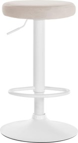 Barová stolička Ponte - zamat, biely rám - Krémová