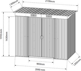 Záhradný domček BestBerg BBSH-407A / 2,8 m² / 130 x 213 x 191 cm / antracitová/biela