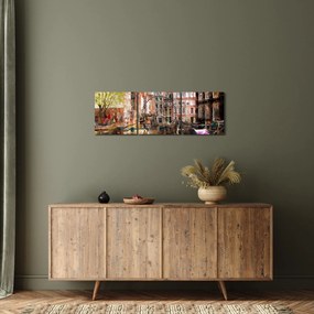 Obraz - Amsterdam, maľba (s hodinami) (90x30 cm)
