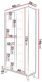 Šatníková skriňa Talbergia TN05 (biela + biela + dub craft zlatý). Vlastná spoľahlivá doprava až k Vám domov. 1054121