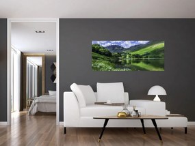 Obraz - Krajina s jazerom (120x50 cm)