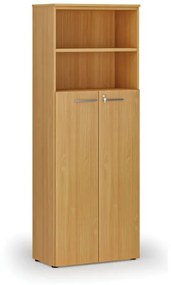 Kombinovaná kancelárska skriňa PRIMO WOOD, dvere na 4 poschodia, 2128 x 800 x 420 mm, buk