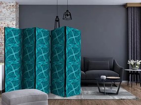 Paraván - Geometric Turquoise II [Room Dividers] Veľkosť: 225x172, Verzia: Jednostranný