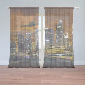 Sablio Záclony Lietadlo nad mrakodrapy: 2ks 150x250cm