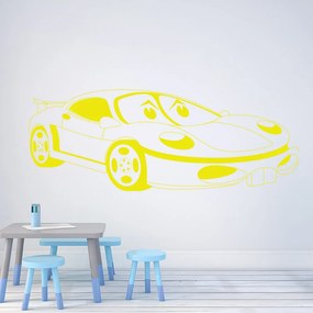Veselá Stena Samolepka Detské autíčko Porsche Farba: žlutá, Veľkosť: 40 x 18 cm
