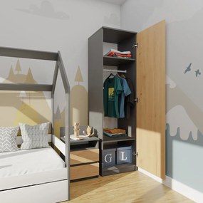 Šatníková skriňa Malwa SD-50 antracit/dub artisan